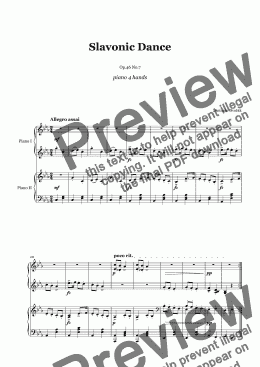 page one of Dvorak - Slavonic Dance Op.46 No.7 - 1 piano 4 hands