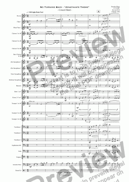page one of No Turning Back - "Jonathan's Theme"   - Concert Band 
