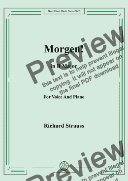 page one of Richard Strauss-Morgen! In B Major,For Voice&Pno