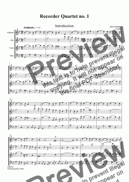 page one of Recorder Quartet in g