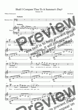 page one of Shall I Compare Thee To A Summer's Day? - Baritone Solo