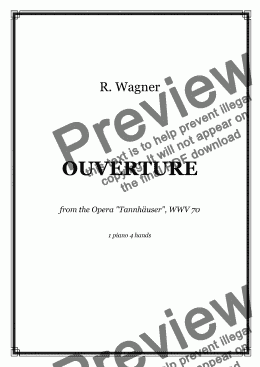 page one of Wagner - Ouverture TANNHAUSER - 1 piano 4 hands