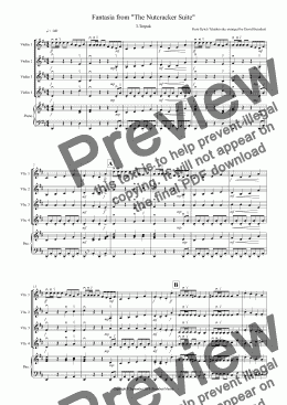 page one of Trepak (Fantasia from Nutcracker) for Violin Quartet