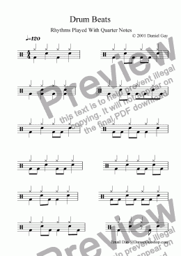 page one of Quarter Note Drum Rhythms
