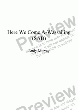 page one of Here We Come A-Wassailing (SAB)
