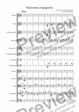 page one of Cui - Marionettes Espagnoles for Small Orchestra