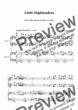 page one of Respighi - ''Little Highlanders'' from 6 little pieces for piano 4 hands