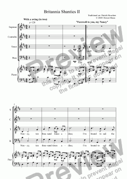 page one of Britannia Shanties II for Choir and Piano