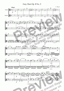 page one of Easy Duet Op. 8 No. 2 - Viola