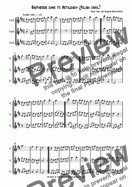 page one of Polish carol: Shepherds came to Bethlehem for 3 flutes