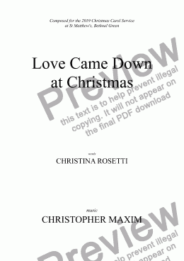 page one of Love Came Down at Christmas (carol for Christmas)