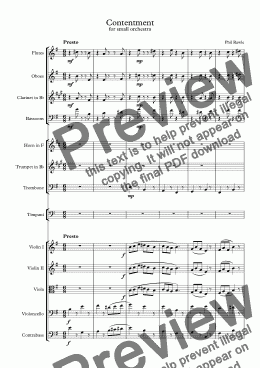 page one of Contentment - A Work for Small Orchestra