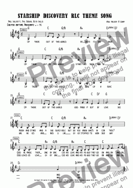 page one of Starship discovery RLC Theme Song