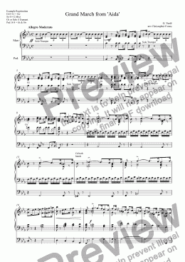 page one of March from 'Aida' arranged for organ solo