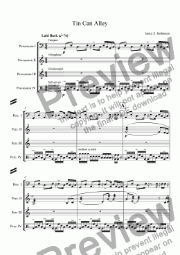 page one of Tin Can Alley (for percussion quartet)