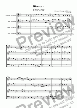 page one of Ricercar sesto tono (Palestrina)