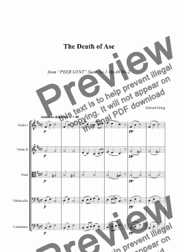 page one of GRIEG - The Death of Ase - string orchestra - score and parts