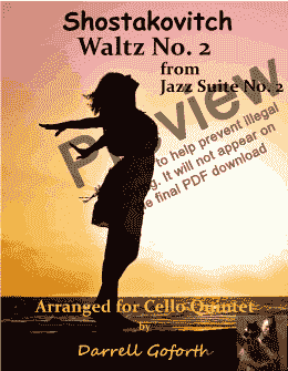 page one of Waltz No. 2 from Suite No. 2 for Jazz Orchestra for Cello Quintet
