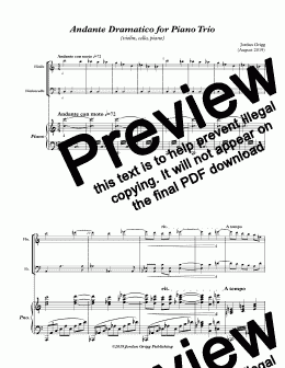 page one of Andante Dramatico for Piano Trio (violin, cello, piano) - Score and parts