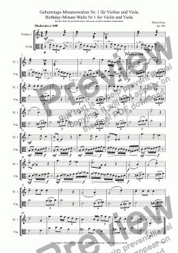 page one of Birthday-Minute-Waltz Nr 1 for Violin and Viola