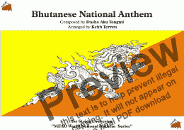 page one of Bhutanese National Anthem for String Orchestra  “The Thunder Dragon Kingdom”
