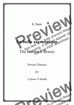 page one of Satie - La belle excentrique / The Eccentric Beauty - 1 piano 4 hands