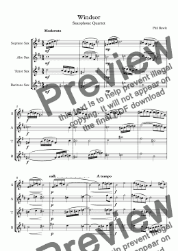 page one of Windsor - Saxophone Quartet