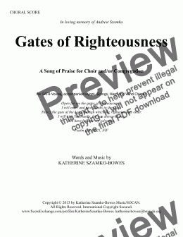 page one of Gates of Righteousness