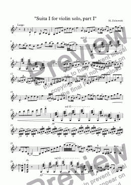 page one of "Suita I for violin solo, part I"