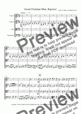 page one of Good Christian Men, Rejoice! Christmas Carol Arrangement for String Quartet (2005)
