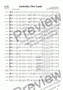 page one of Australia, Our Land (Revised 2006) - Vocal with Brass Band