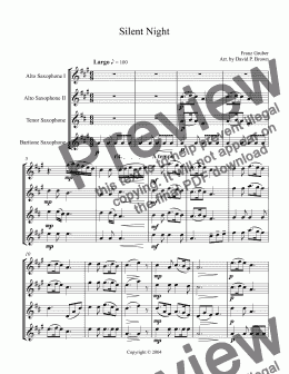 page one of Silent Night for Sax Quartet