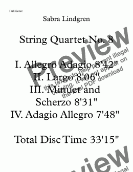 page one of String Quartet No. 8 I. Allegro Adagio
