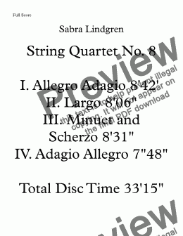 page one of String Quartet No. 8 III. Minuet and Scherzo