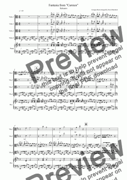 page one of Habanera (Fantasia for Carmen) for Viola Quartet
