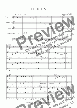 page one of Bethena - Joplin (brass quintet)