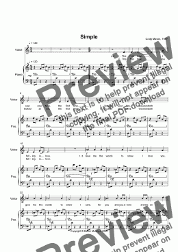page one of Simple (voice and piano)