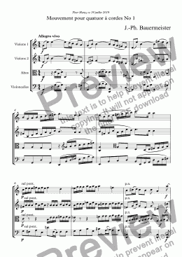 page one of Mouvement pour quatuor à cordes No 1
