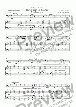 page one of Three Irish Folksongs for Cello and Piano - 2. My Lagan Love