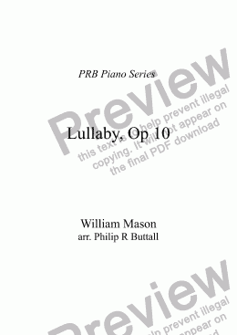 page one of PRB Piano Series:  Lullaby (William Mason)