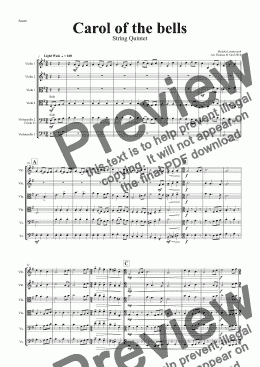 page one of Carol of the Bells - Pentatonix style - String Quintet