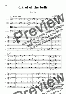 page one of Carol of the Bells - Pentatonix style - String Trio