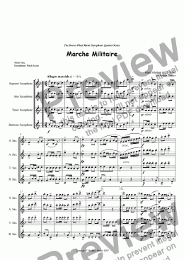 page one of Marche Militaire arr for Saxophone Quartet