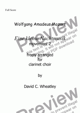 page one of Mozart - Eine kleine Nachtmusic mvt 2 (Romance)  for clarinet choir