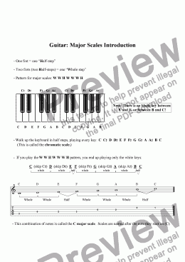page one of Guitar: Major Scale Introduction