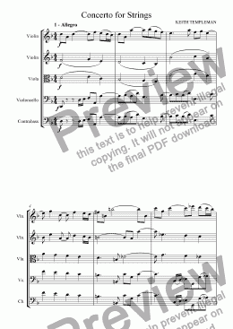 page one of Concerto for String Orchestra - I - Allegro