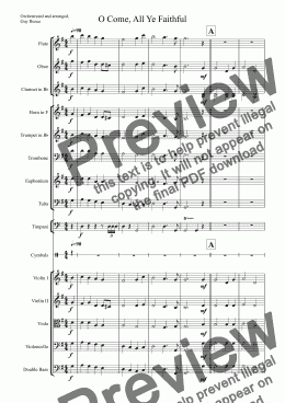 page one of O Come all ye faithful (for orchestra)