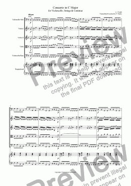 page one of Concerto in C Major for violoncello, strings & continuo RV 399