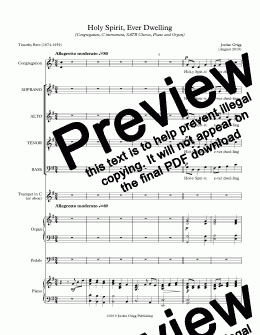 page one of Holy Spirit, Ever Dwelling (Congregation, C instrument, SATB Chorus, Piano and Organ) - Score and parts
