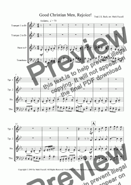 page one of Good Christian Men, Rejoice! Christmas Carol Arrangement for Brass Quartet (2005)